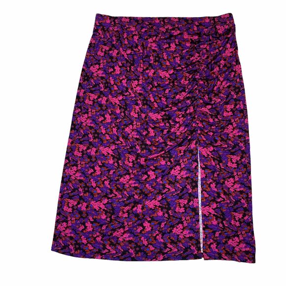 ASOS DESIGN Curve Floral Midi Skirt Ruched Front Split Plus Size 20 - Picture 1 of 11